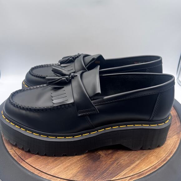 DOC DR MARTENS ADRIAN QUAD Black Leather Platform Tassel Loafer Men 11/Ladies 12 - Picture 3 of 8